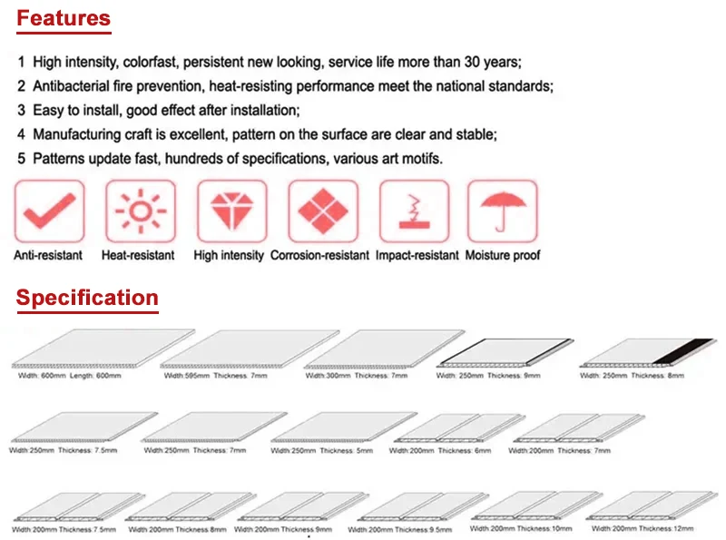Hot Stamping Printing Easy Install Ceiling Boards